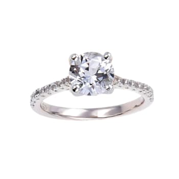 Rhodium Over Sterling Silver Round White Topaz Solitaire Ring 3.28ctw