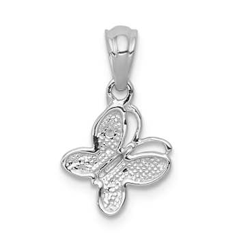 Rhodium Over 14k White Gold Diamond Butterfly Pendant