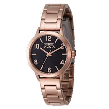 Invicta Wildflower 34mm Black Dial Rose Stainless Steel Quartz Watch And
Bracelet Set
