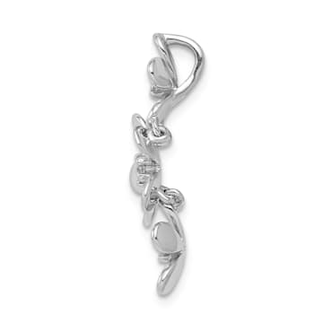 Rhodium Over 14k White Gold Diamond Three Flower Chain Slide Pendant