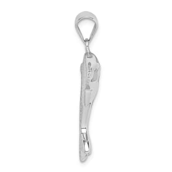 Rhodium Over Sterling Silver Lab Created Blue Opal Dolphin Pendant