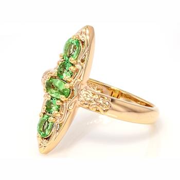 Mint Tsavorite Open Design Ring In 18K Gold Over Sterling Silver 0.77ctw