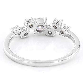 Round Moissanite Ring In Platinum-Enhanced Sterling Silver