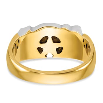 10K Two-tone Yellow and White Gold Men's Enamel and Diamond Masonic
Shriner's Ring 0.152ctw