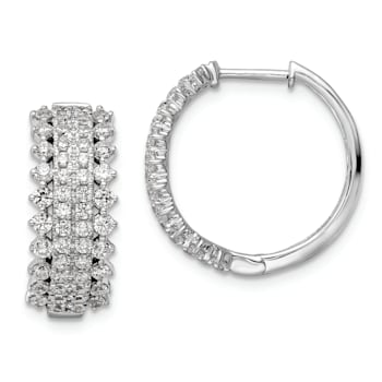 Rhodium Over 14K White Gold Lab Grown Diamond SI1/SI2, G H I, Hinged
Hoop Earrings