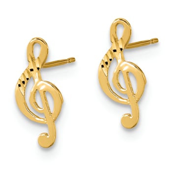 14K Yellow Gold Polished Musical Note Post Earrings