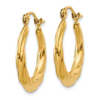 14k Yellow Gold 1/2" Polished Twisted Hoop Earrings