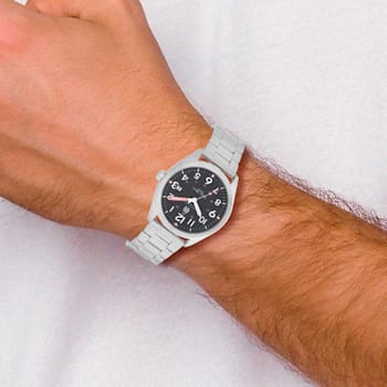Charles Hubert Stainless Steel Black Dial Watch