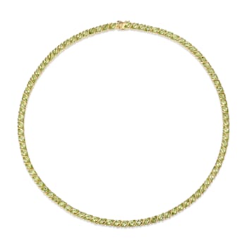 Green Peridot 18k Yellow Gold Over Sterling Silver Tennis Necklace 17.50ctw