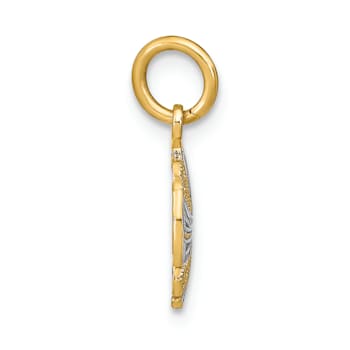 14k Two-tone Gold Diamond-Cut Textured Mini Pinwheel Medallion Charm