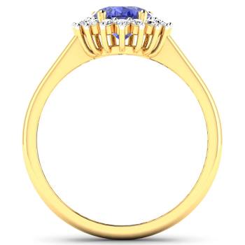 1.63ctw Violet Tanzanite and Diamond 14K Yellow Gold Halo Ring