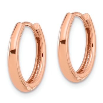 14k Rose Gold Polished 9/16" Hinged Hoop Earrings
