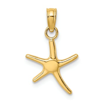 10K Yellow Gold Polished Mini Dancing Starfish with Bail Charm