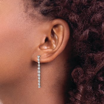 Rhodium Over 14K White Gold Lab Grown Diamond VS/SI, D E F, Post Dangle Earrings