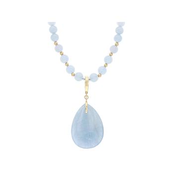 Aquamarine Bead Enhancer Necklace In 18K Gold Over Sterling Silver