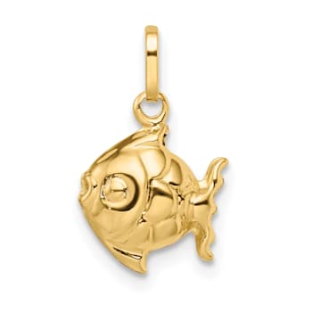 14K Yellow Gold Polished 3-D Fish Pendant