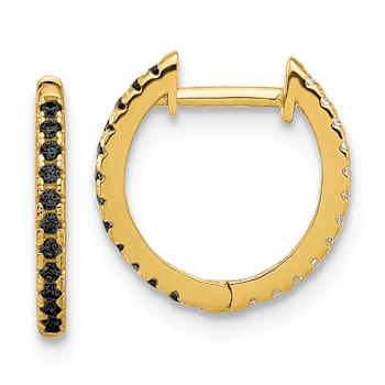 14k Yellow Gold Black and White Cubic Zirconia Reversible 1/2"
Hinged Huggie Hoop Earrings
