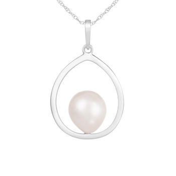 14k White Gold Dangling Cultured 9mm Freshwater Pearl Pendant, 18"
Chain Included