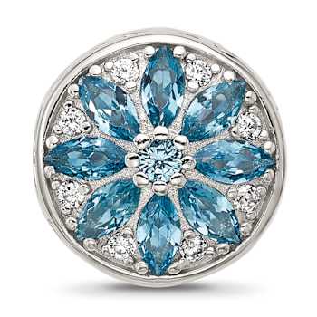 Sterling Silver Blue Spinel and Cubic Zirconia Snowflake Bead