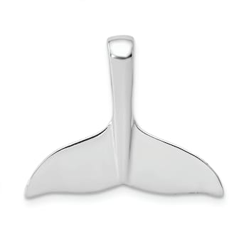 Rhodium Over 14k White Gold Whale Tail Slide Pendant