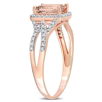 Morganite and Diamond 10K Rose Gold Ring 1.51ctw