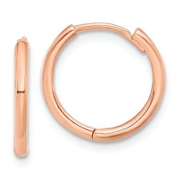 14k Rose Gold Polished 9/16" Hinged Hoop Earrings