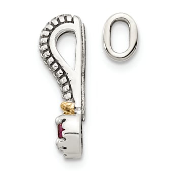 Rhodium Over Sterling Silver Antiqued with 14k Accent Rhodolite Garnet
Chain Slide Pendant