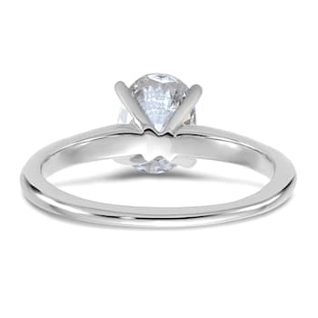 Rhodium Over 14K White Gold 1 1/2 ct. G H I True Light Oval Moissanite
Solitaire Ring