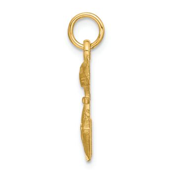 14k Yellow Gold Satin and Diamond-Cut Tom Cat Pendant