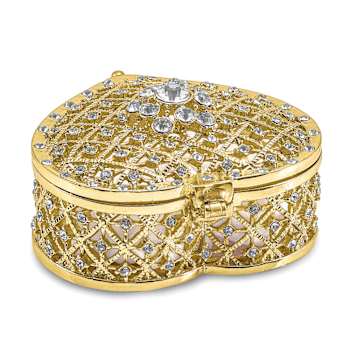 ROMANCE Filigree Heart with Ring Pad Trinket Box