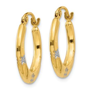 14k Yellow Gold and Rhodium Over 14k Yellow Gold 11/16" Flowers
Hoop Earrings
