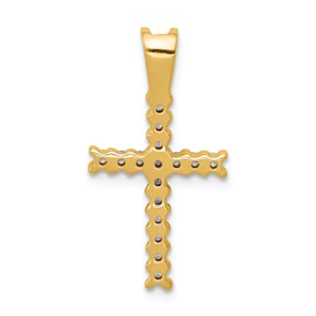 14K Yellow Gold and Rhodium Diamond Latin Cross Pendant
