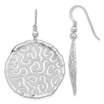 Rhodium Over Sterling Silver Polished and Brushed Earrings