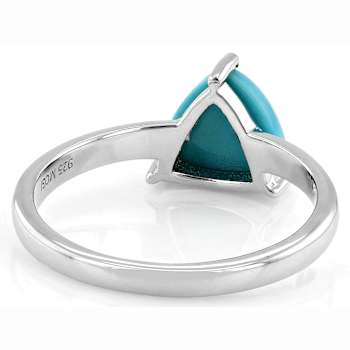 Turquoise Trillion Solitaire Ring In Platinum Over Sterling Silver 8mm