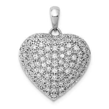 Rhodium Over 14k White Gold Diamond Fancy Heart Pendant