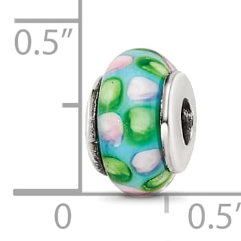 Sterling Silver Blue Hand-blown Glass Bead