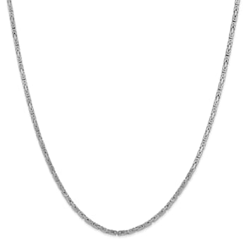 14K White Gold 2mm Byzantine Chain Necklace