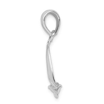 Rhodium Over Sterling Silver Polished 3D Sailboat Pendant