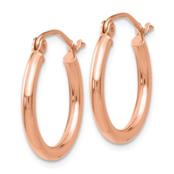 14k Rose Gold 3/4" Polished Tube Hoop Earrings