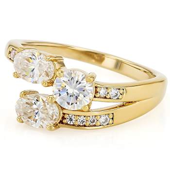 Diamond Simulant And Lab-Created Moissanite Ring In 18K Gold Over
Sterling Silver 1.91ctw