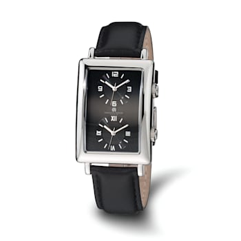 Mens Charles Hubert Dual Time Black 33x53mm Dial Watch