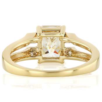 Diamond Simulant Rectangular Octagonal Solitaire Ring In 18K Gold Over
Sterling Silver 3.34ctw