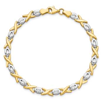 14K Two-tone Gold Polished 5mm Fancy Link Bracelet
