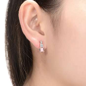 Champagne CZ Cascading Drop Earrings In 18K Rose Gold Over Sterling Silver