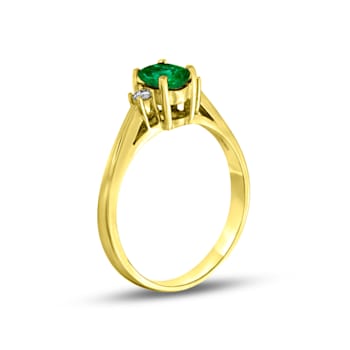 0.45cttw Emerald and Diamond Ring set in 14k Yellow Gold