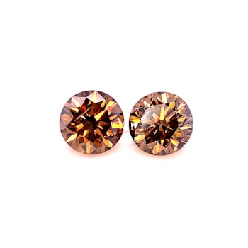 Natural Mocha Brown  Diamond 5.66mm Round Matched Pair 1.44ctw