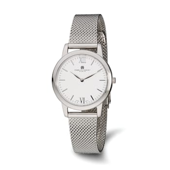Ladies Charles Hubert Stainless Steel Silver-tone Dial Mesh Band Watch