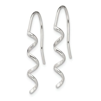 Sterling Silver Polished and Textured Spiral Dangle Earrings