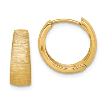 14k Yellow Gold 9/16" Textured Hoop Earrings