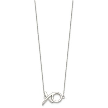 Sterling Silver Polished XO with 2-inch Extension Necklace